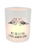 Mr. & Mrs. Panda Teelichthalter Turteltauben Liebe mit Spruch in Transparent