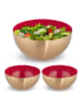 relaxdays 3 x Salatschüssel in Rot/ Gold - (H)12,5 x Ø 25 cm