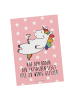 Mr. & Mrs. Panda Postkarte Einhorn Blümchentail mit Spruch in Rot Pastell