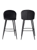 KADIMA DESIGN 2er Set Barhocker Samt Hocker mit Lehne, Küchenhocker in Schwarz