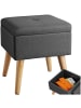 tectake Hocker mit Stauraum in Leinenoptik, 32,5 x 32,5 x 36,5 cm