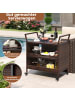 COSTWAY Servierwagen Rattan in Braun