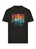 F4NT4STIC T-Shirt Berg Sonnenuntergang Retro in schwarz