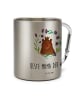 Mr. & Mrs. Panda Karabiner Tasse Bär Königin mit Spruch in Silber