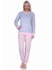 NORMANN Frottee Pyjama langarm Bündchen und Pinguin Stickerei - 71537 in Grau