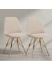 KADIMA DESIGN Esszimmerstuhl 2er Set Cara-Stoff Küchenstuhl mit goldenen in Beige
