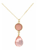 Gemshine Halskette mit Anhänger Rosenquarze Tropfen in gold coloured