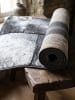 KADIMA DESIGN Teppich Kurzflor Waschbar Karo LATEMAR Strapazierfähig OEKO-TEX in Grau