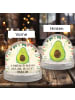 Mr. & Mrs. Panda Schneekugel Avocado Glücklich mit Spruch in Naturpapier