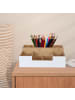 relaxdays Schreibtisch Organizer in Weiß/Natur - (B)30 x (H)11 x (T)15 cm