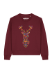 wat? Apparel Sweatshirt Floral Deer in Weinrot
