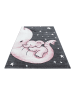 KADIMA DESIGN Kinderteppich Waschbar Elefant TASNA Strapazierfähig OEKO-TEX in Pink