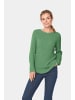 GOLDNER Baumwollpullover mit Patentgrobstrick in grün