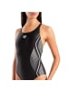 Arena Grid Swimsuit V Back Graphic Blickdicht in Schwarz