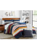 NAUTICA HOME Bettwäsche-Set HOLLINS (3 tlg), 100% Baumwolle, 200x200 cm in Blau/Creme