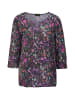 GOLDNER Kurzgröße:  Seidig fließende Druckbluse in schwarz / multicolor