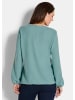 GOLDNER Kurzgröße:  Jerseybluse Elegante Rundhals-Bluse mit Zierblende in graugrün