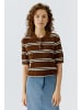 Oui Polo Pullover in brown white