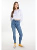myMo Damen Strick Cropped Pullover in Weiss