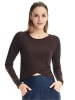 Winshape Functional Light and Soft Cropped Long Sleeve Top AET131LS in espresso