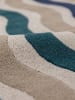 KADIMA DESIGN Teppich Wolle für Fußbodenheizung MONNOW retro Wohnzimmer in Natur-Blau