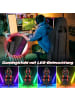 COSTWAY Gaming Stuhl mit RGB-LED-Leuchten in Rot