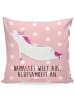 Mr. & Mrs. Panda Kissen Einhorn Yoga mit Spruch in Rot Pastell