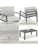 tectake Aluminium Sitzgruppe Göteborg Tisch mit Lamellenmuster, hellgrau