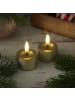 MARELIDA 2x LED Teelichter Lina Rustik Optik Echtwachs D: 4,4cm in gold