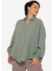 SASSYCLASSY Curvy Musselin Bluse oversize, kurz in Grün