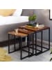 KADIMA DESIGN Satztisch 3er Set Massivholz / Metall Beistelltisch Eckig