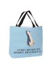 Mr. & Mrs. Panda Shopper Pinguin mHerzieren mit Spruch in Eisblau