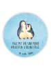 Mr. & Mrs. Panda Magnet für Kühlschrank Pinguin umarmen mit Spruch in Eisblau