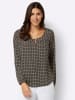 Sieh an! Schlupf-Bluse in schwarz-camel-bedruckt
