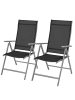SONGMICS 2er Set: Gartenstuhl Sandy in Schwarz - (B)70 x (H)106 x (T)56 cm