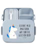Mr. & Mrs. Panda Snackbox Einhorn Mann Motiv mit Spruch in Blau Pastell
