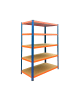 relaxdays Schwerlastregal "5 Ebenen" in Blau/ Orange - (B)100 x (H)200 x (T)60 cm