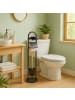 relaxdays WC Garnitur Schwarz/ Natur - (B)21,5 x (H)79 x (T)21,5 cm