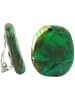 Gallay Clip Ohrring 28x23mm Kiesel grün-khaki-braun-marmoriert glänzend Kunststoff-Bouton in grün