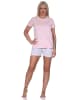 NORMANN Shorty Schlafanzug Pyjama kurzen Shorts und Ringeln in rosa