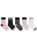 MUNADUNA 5er-Pack Kindersocken mit Hase-Motiv in Rosa-Schwarz
