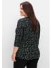 sheego 3/4-Arm-Shirt in schwarz-gemustert