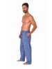 NORMANN Schlafanzug Pyjama Hose lang kariert Baumwolle in blau