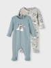 name it Unisex Strampler 2er Pack mit Panda Design in Grau