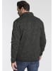 Man's World Strickfleecejacke in schwarz meliert