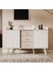 ABRIHOME Sideboard in Weiß mit 3 Schubladen und Stauraumregalen 117,5x40x80 cm