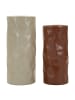 Mauro Ferretti Beige und ziegelrote Couchtische aus Metall, 2er-Set, Ø 30×70–27×60