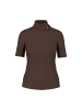 MARC CAIN COLLECTIONS Shirt aus Baumwollstretch mit Stehkragen in Seal Brown