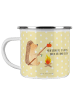 Mr. & Mrs. Panda becher emaille Igel Grillen mit Spruch in Gelb Pastell