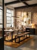KADIMA DESIGN Esszimmerbank 120x40x45 cm Massivholz Metall Loft-Style,